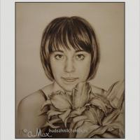 Портрет девушка с лилиями.